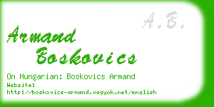 armand boskovics business card
